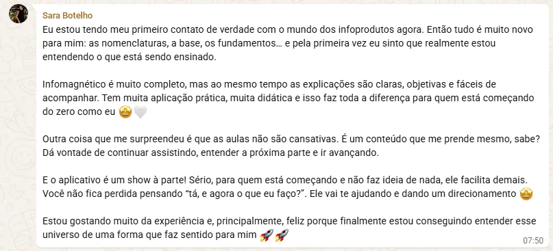 Depoimento de aluna