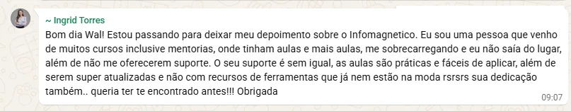 Depoimento de aluna